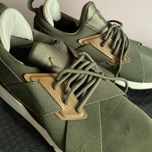 Olive Green & Gold Puma Sneakers